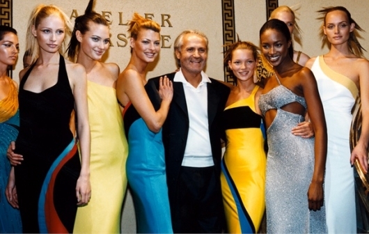 Gianni With Supermodels at Atelier Versace Runway Show